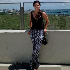 White printed jogger pant